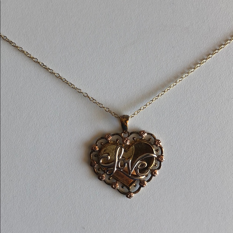 Gold Over Silver Rose Pendant Necklace New